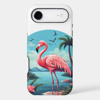 Cute beach pink flamingo add name iPhone 17 air case