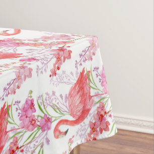 Cute beach pink flamingo tablecloth