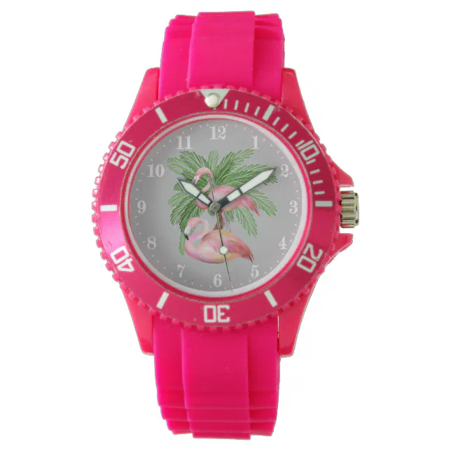 Cute beach pink flamingo Watch | Zazzle