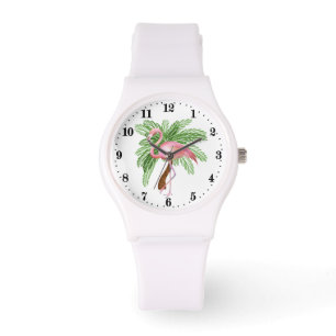 Cute beach pink flamingo watch