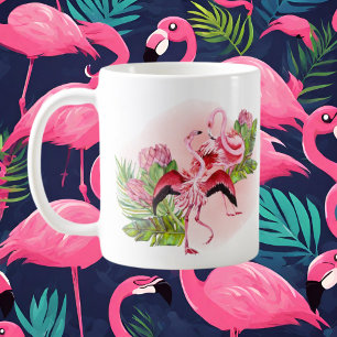 cute beach pink flamingos add name Coffee Mug