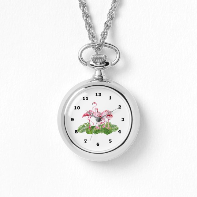 cute beach pink flamingos women watch (Front)