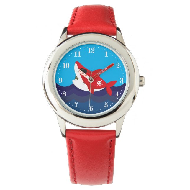 Cute beach pirate shark boys watch (Front)