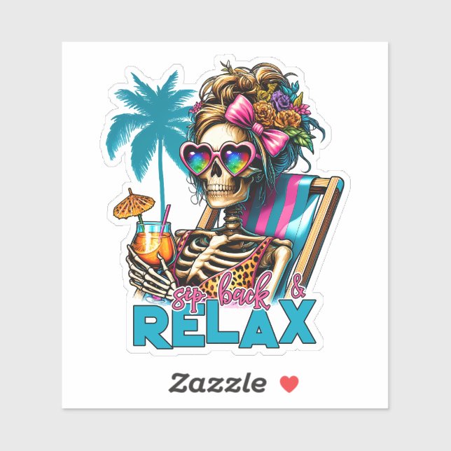 Cute beach relax skeleton sticker (Sheet)