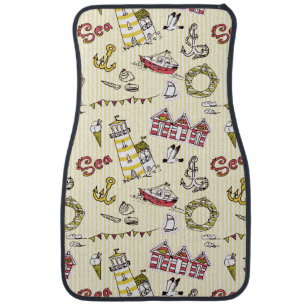 Cute Beach Scene Pattern Car Mat