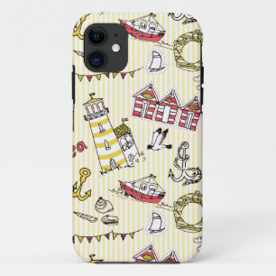 Cute Beach Scene Pattern iPhone 11 Case
