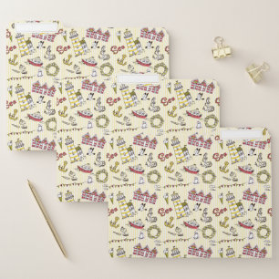 Cute Beach Scene Pattern File Folder