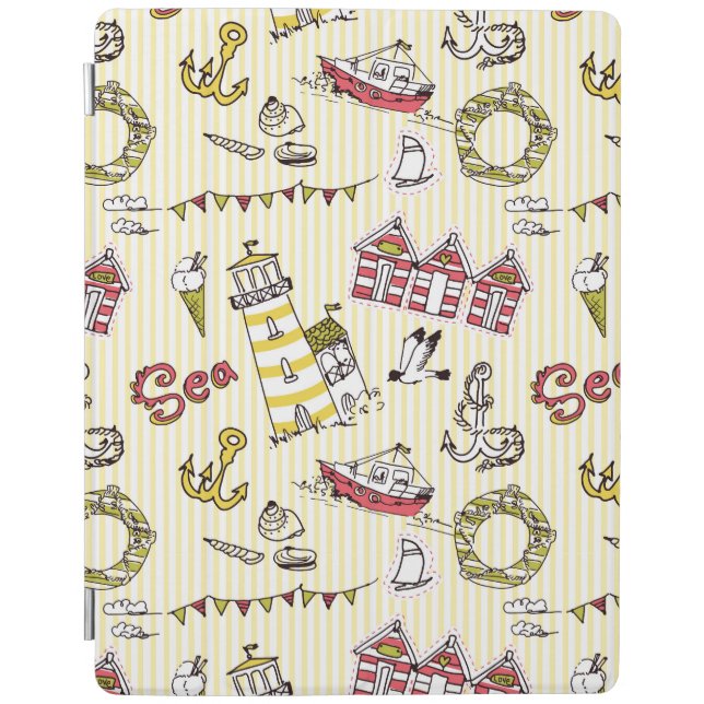 Cute Beach Scene Pattern iPad Smart Cover (Front)
