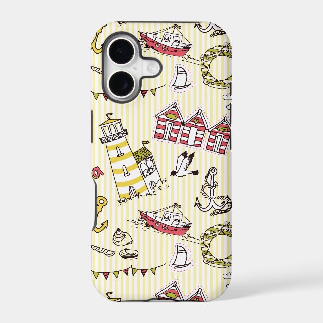 Cute Beach Scene Pattern Iphone Case (Back)