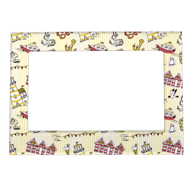 Cute Beach Scene Pattern Magnetic Photo Frame (Front)