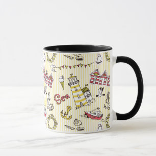 Cute Beach Scene Pattern Mug