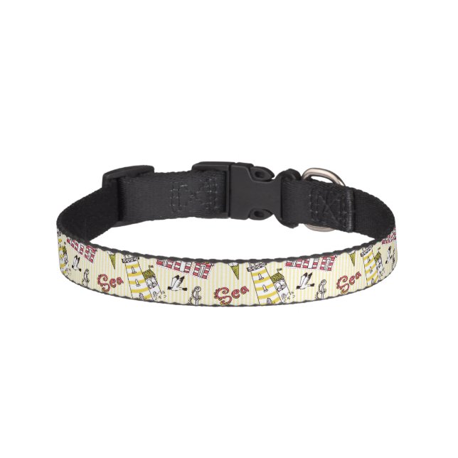 Cute Beach Scene Pattern Pet Collar (Front)