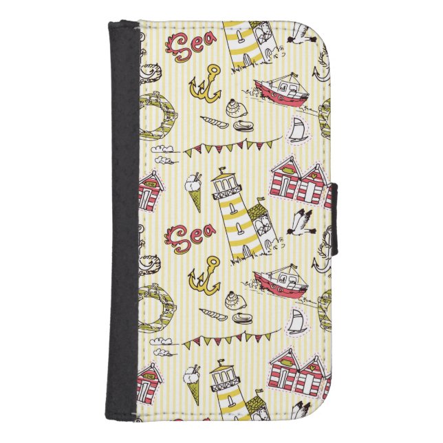 Cute Beach Scene Pattern Samsung Galaxy Wallet Case (Front)
