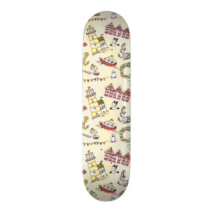 Cute Beach Scene Pattern Skateboard Deck