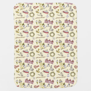 Cute Beach Scene Pattern Swaddle Blanket