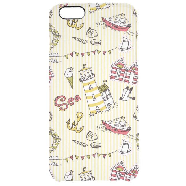 Cute Beach Scene Pattern Uncommon iPhone Case (Back)