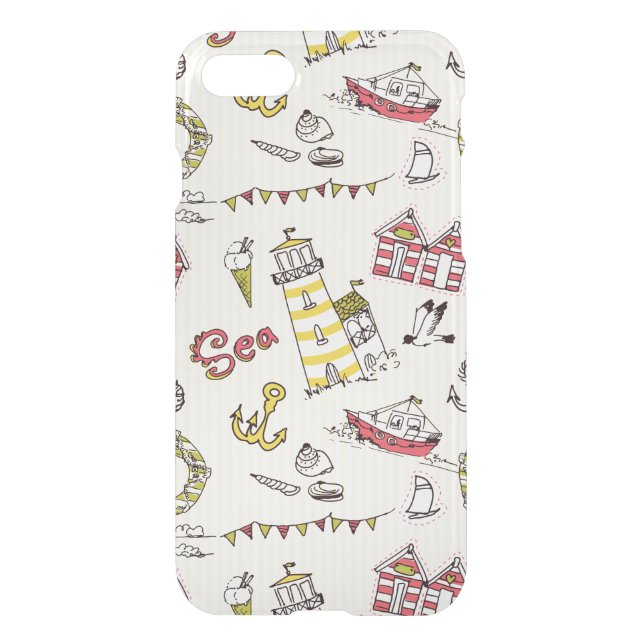 Cute Beach Scene Pattern Uncommon iPhone Case (Back)