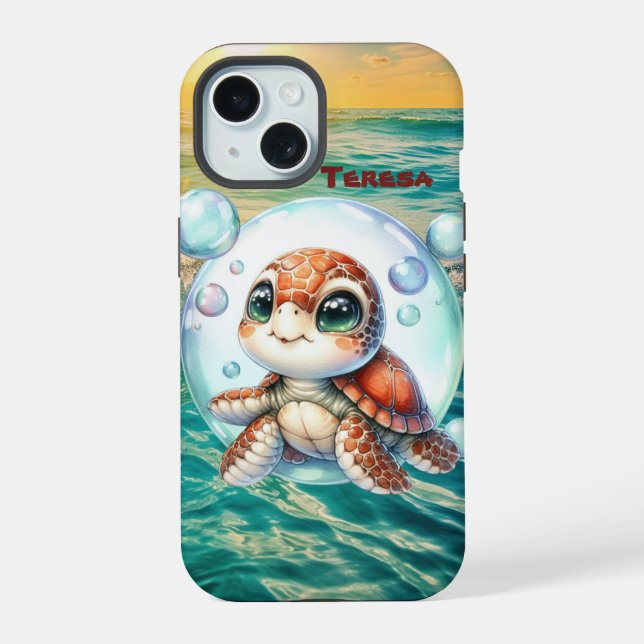 Cute beach sea turtle  iphone case (Back)