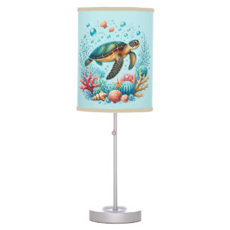 Cute beach sea turtle table lamp