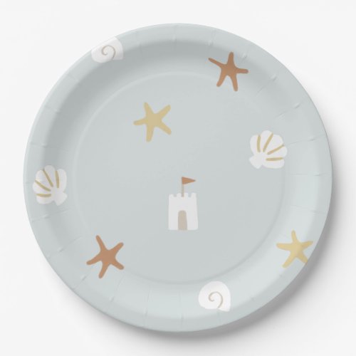 Cute Beach Seashell Sandcastle Starfish Paper Plates