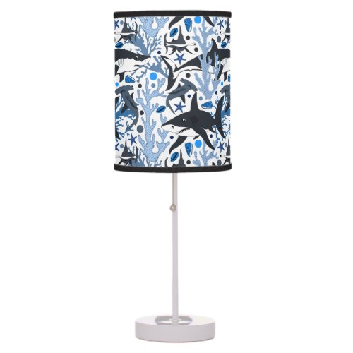 Cute beach shark pattern decor lamp