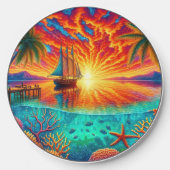 Cute beach ship lovers wireless charger (Front)