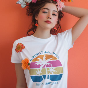 Cute Beach Sunset Palm Trees Girls Trip Women's Tri-Blend Shirt