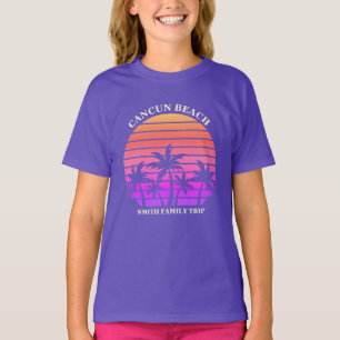 Cute Beach Trip Palm Tree Custom Purple Kids T-Shirt