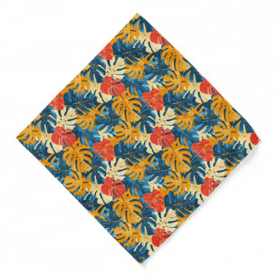 Cute beach tropical leaf pattern tiled bandana