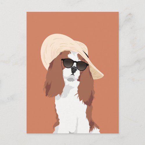 Cute Beach Vacation Cavalier King Charles Spaniel Postcard