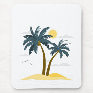 Cute Beach Vacation Tropical Palm Mouse Pad