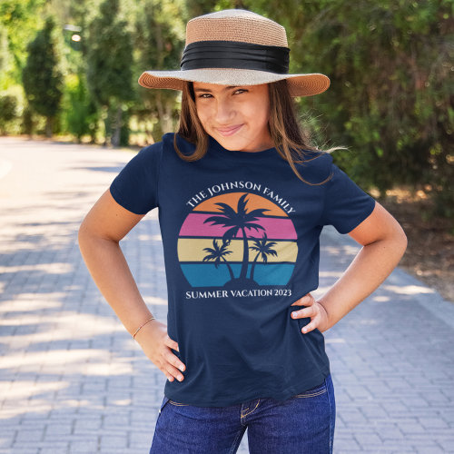 Cute Beach Vacation Tropical Palm Tree Custom Kids T_Shirt