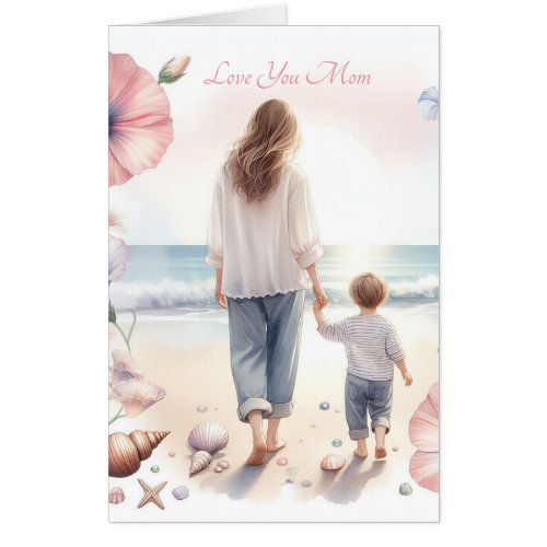Cute Beach Walk With Mom Happy Mothers Day Card