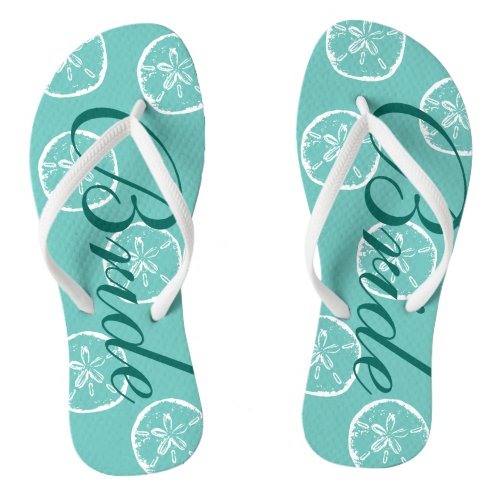 Cute beach wedding flip flops for bride and groom