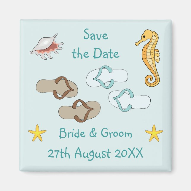 Cute Beach Wedding Save The Date Magnet (Front)