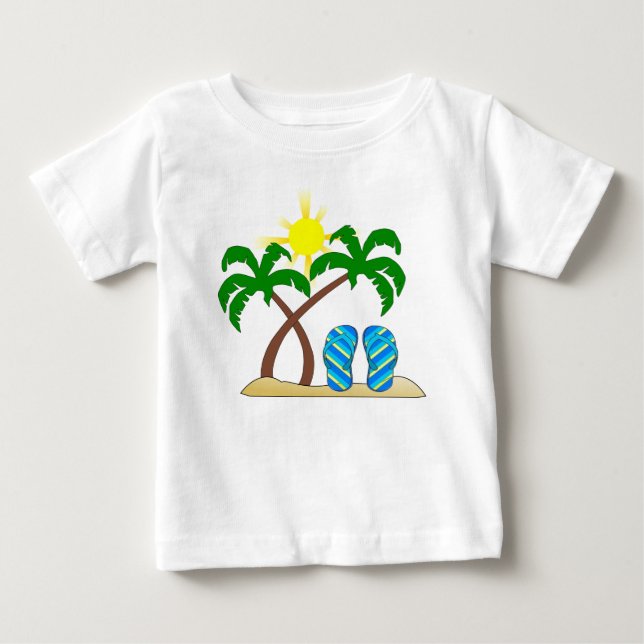 Cute Beach with Palm Trees Baby Baby T-Shirt (Front)