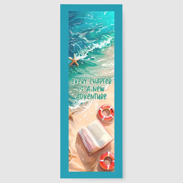 Cute Beach With Quote Bookmarks (Back)