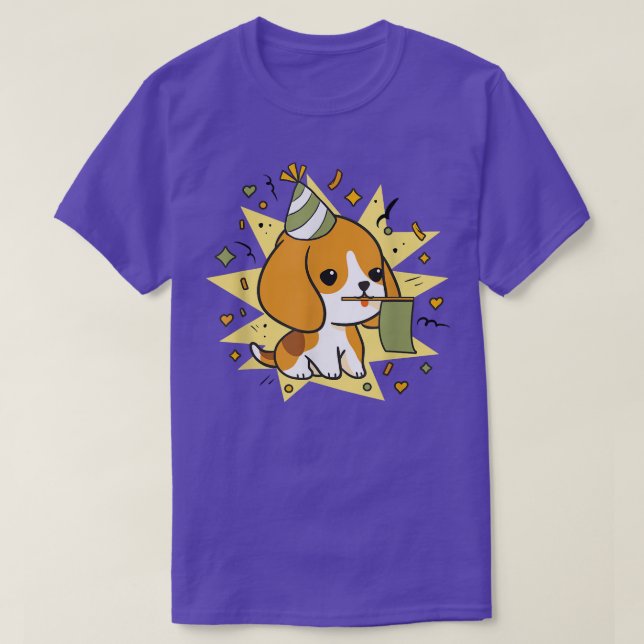 Cute Beagle Baby Birthday Celebration Dog Owner Pe T-Shirt (Design Front)