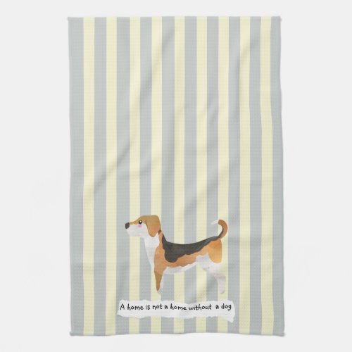 Cute Beagle blue and cream striped Kitchen Towel