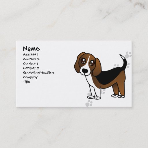 Customizable Cute Beagle Cartoon Dog Business Card