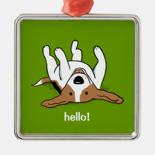 Cute Beagle Cartoon Dog Custom Christmas Holiday Metal Ornament