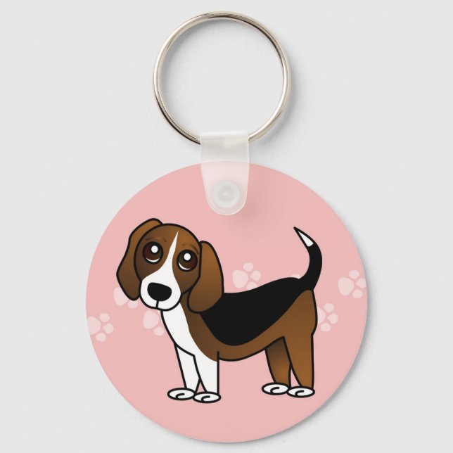 Cute Beagle Cartoon Dog Keychain (Front)