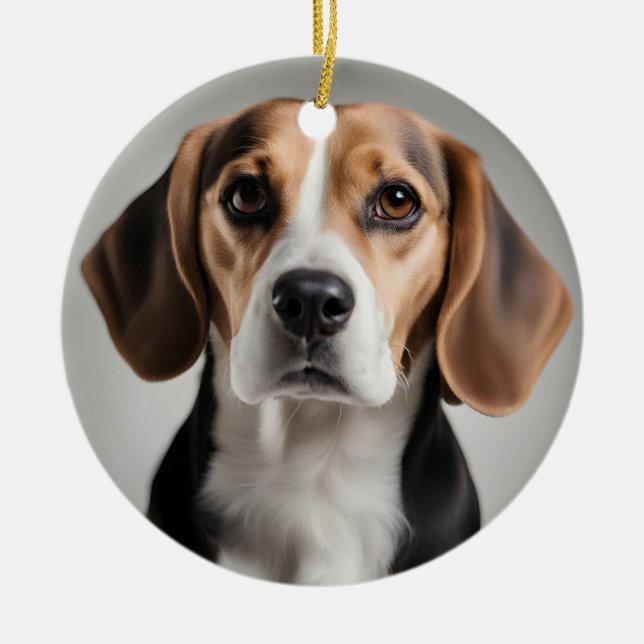 Cute Beagle Ceramic Ornament (Front)