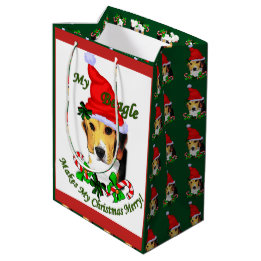 Cute Beagle Christmas Merry Medium Gift Bag