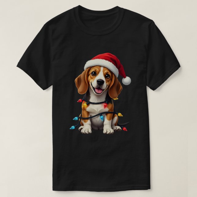 Cute Beagle Christmas Santa Pet Dog Lover  T-Shirt (Design Front)