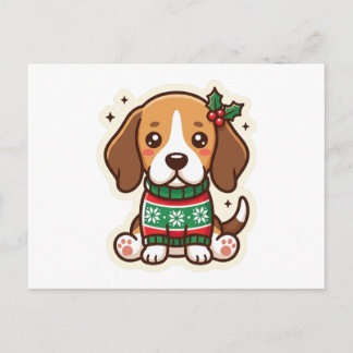 Cute Beagle Christmas Sweater Kawaii Dog Postcard
