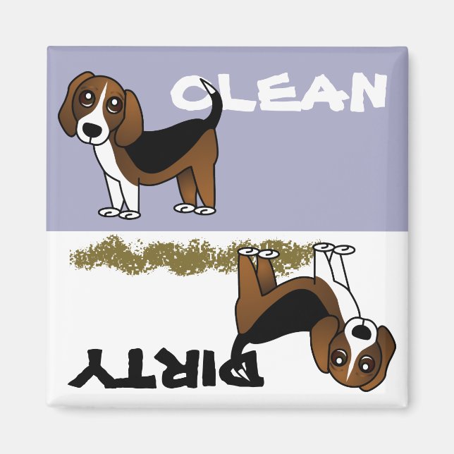 Cute Beagle Clean Dirty Dishwasher Magnet (Front)