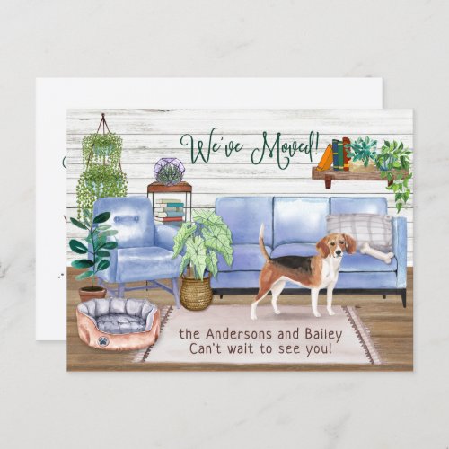 Cute Beagle Cozy New Home Moving          Announcement Postcard