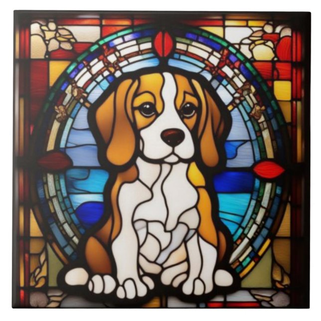 Cute Beagle Decorative Ceramic Tile (Front)
