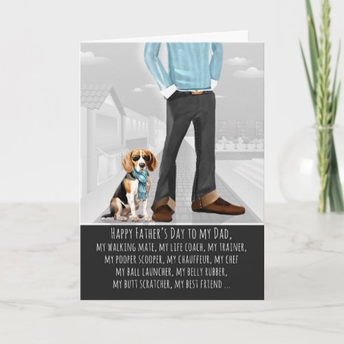 Cute Beagle Dog and Dad Funny Father's Day Holiday Card